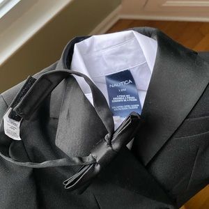 Worn once. 12 month Nautica tuxedo. Black shoes included.